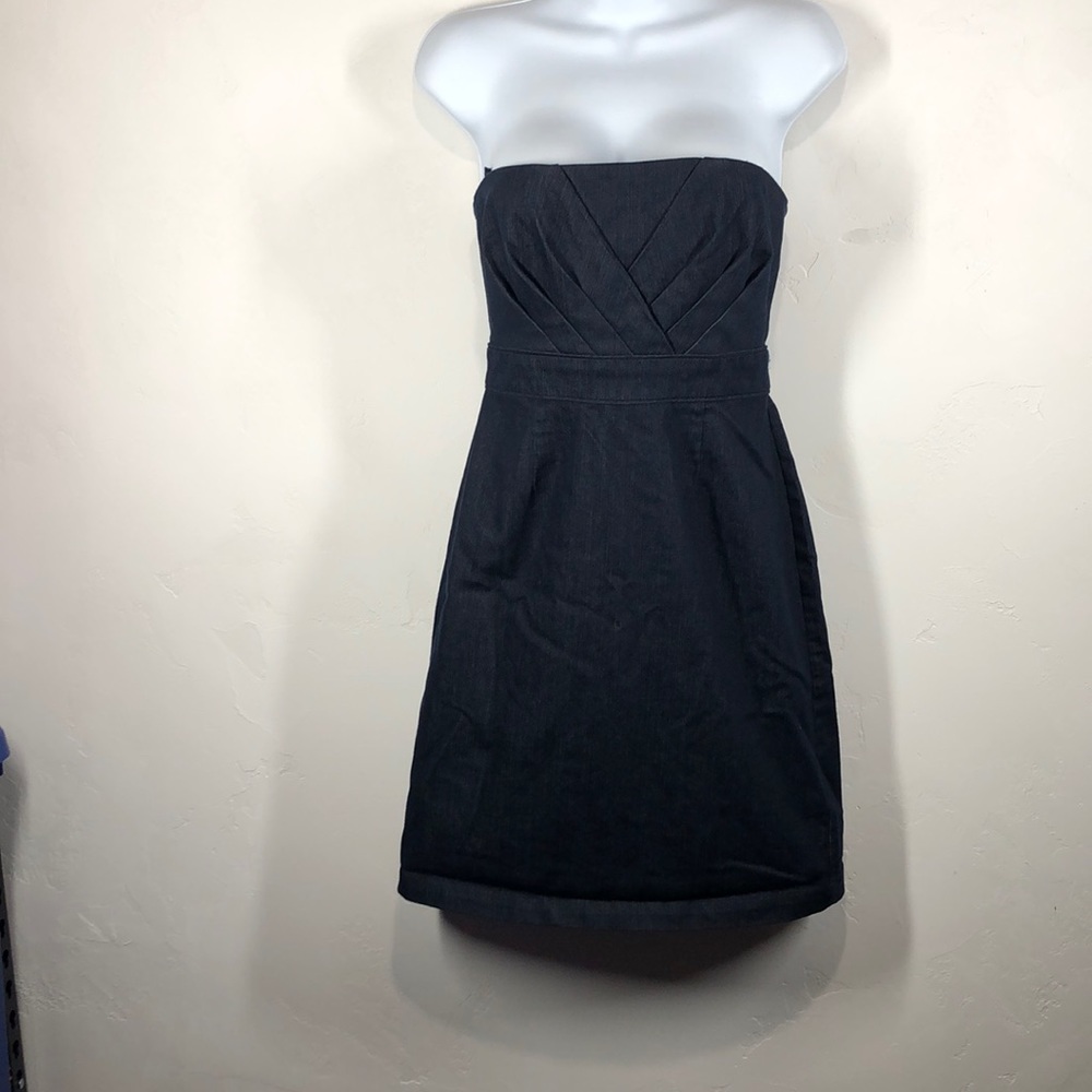 New York & Company dark denim strapless dress sz 2